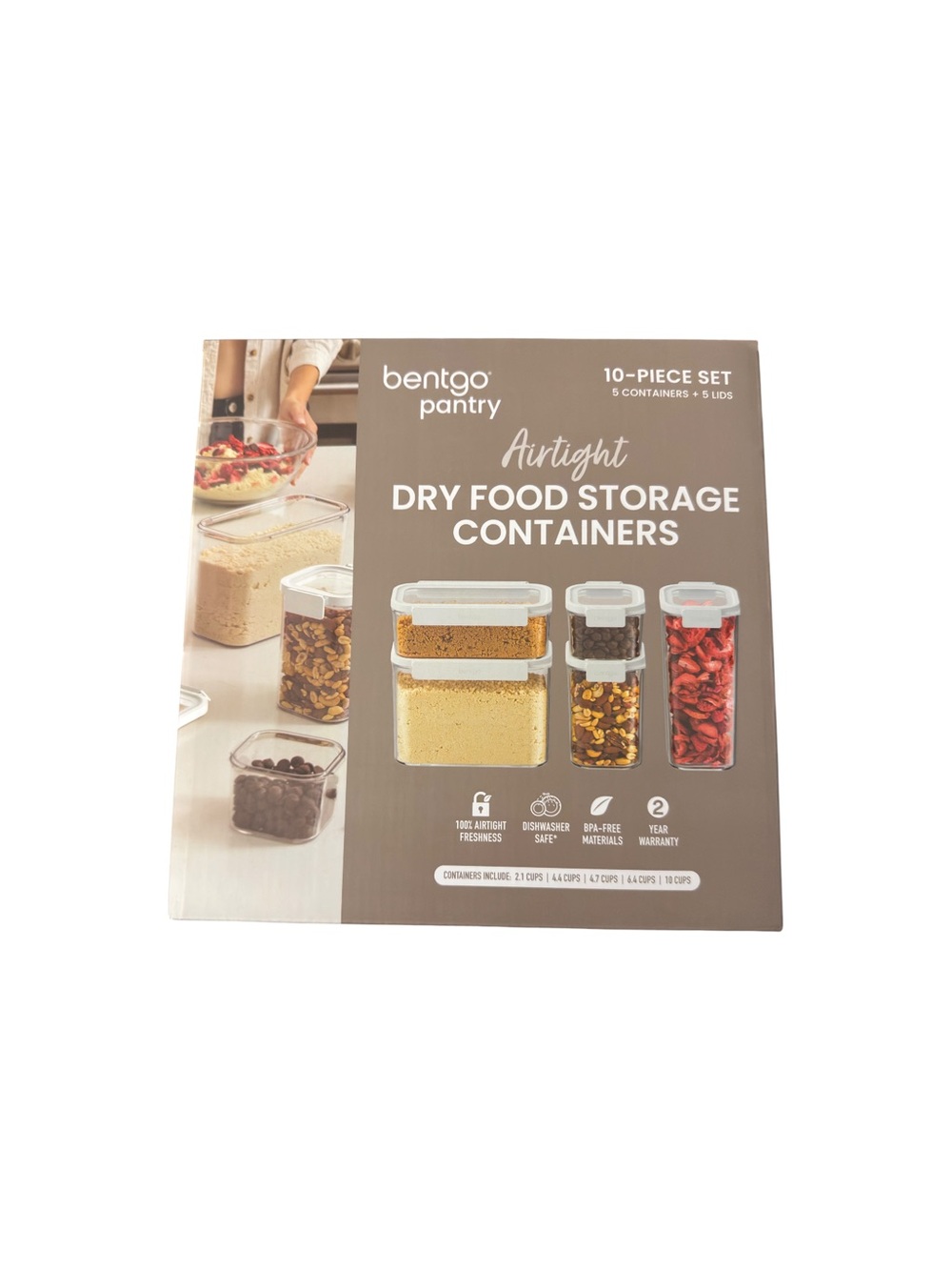 Bentgo Pantry 10-Piece Airtight Dry Food Storage Container Set – Snow White New